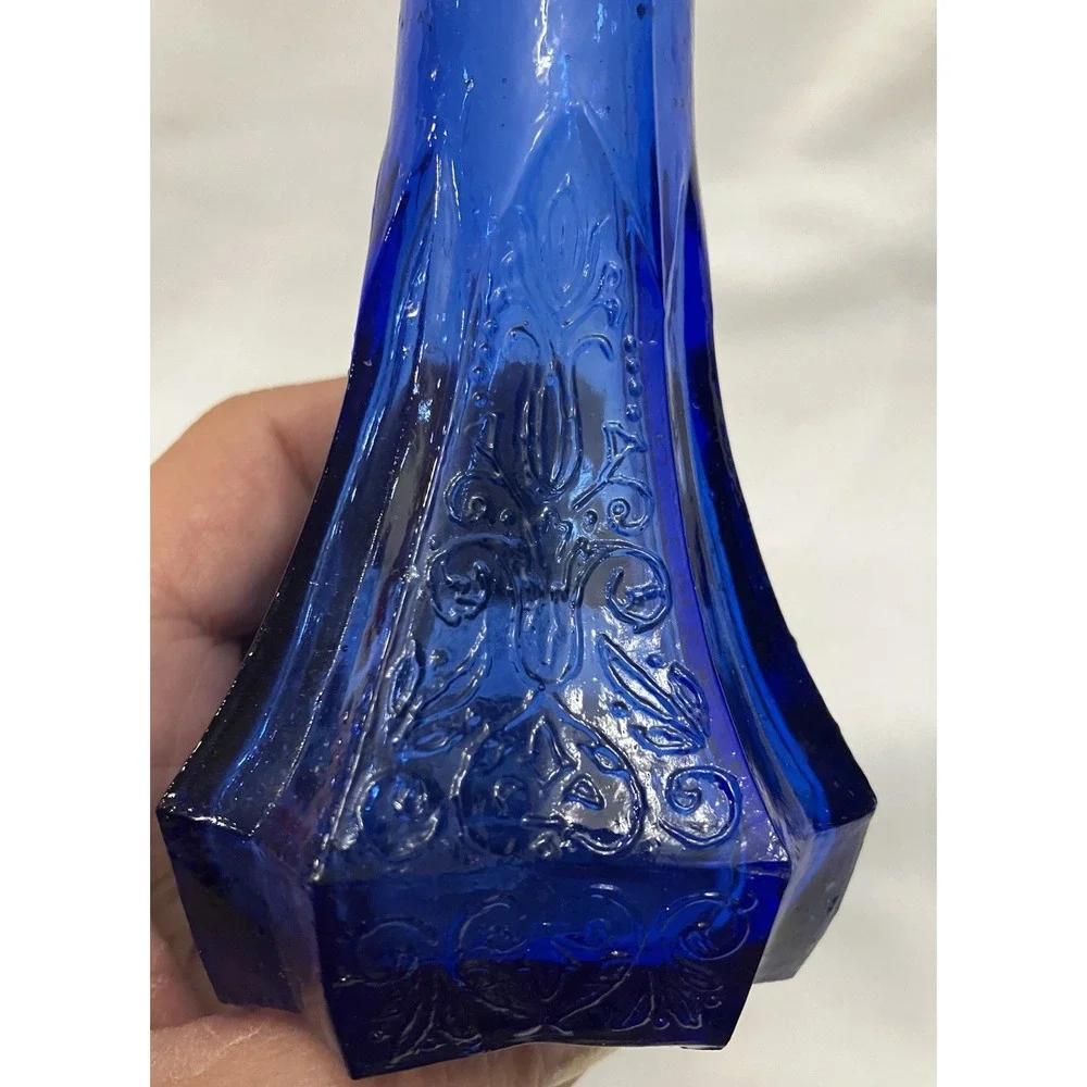 VTG Scandinavian Style Single Cobalt Blue Pressed Glass Bottle Shaker No Lid